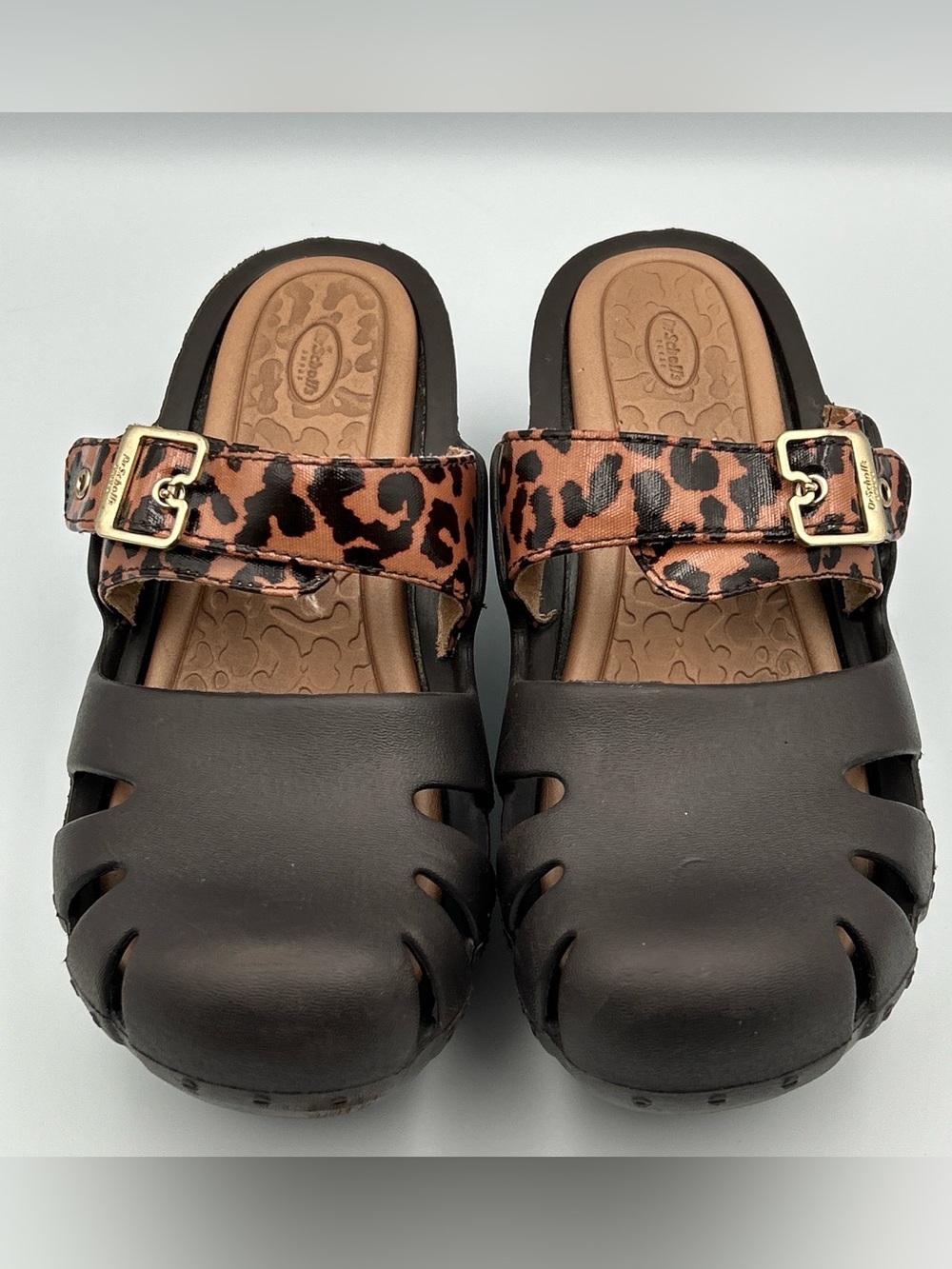 DR SCHOLL'S Dance On Mary Jane Clogs Size 6M Chunky Platform Casual Shoe Brown
